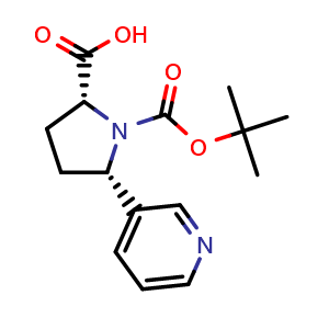 Chemical structure of (2R,5S)-1-(tert-Butoxy)carbonyl-5-(pyridin-3-yl)pyrrolidine-2-carboxylic acid , AChemBlock AD285754