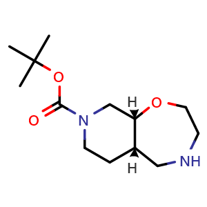 Chemical structure of cis-tert-Butyl octahydropyrido[4,3-f][1,4]oxazepine-8(2H)-carboxylate , CAS 1251003-51-6, AChemBlock AD285756