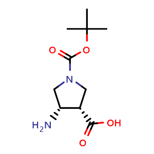 Chemical structure of (3S,4S)-4-Amino-1-(tert-Butoxycarbonyl)pyrrolidine-3-carboxylic acid , CAS 1022164-11-9, AChemBlock AD285758