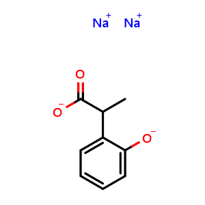 Chemical structure of 2-(2-hydroxyphenyl)propanoic acid disodium salt , CAS 134940-37-7, AChemBlock AD285762
