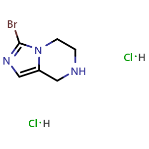 Chemical structure of 3-Bromo-5,6,7,8-tetrahydroimidazo[1,5-a]pyrazine dihydrochloride , CAS 2613382-58-2, AChemBlock AD285764