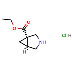 Chemical structure of (1S,5S)-Ethyl 3-azabicyclo[3.1.0]hexane-1-carboxylate hydrochloride , CAS 2418594-44-0, AChemBlock AD285765
