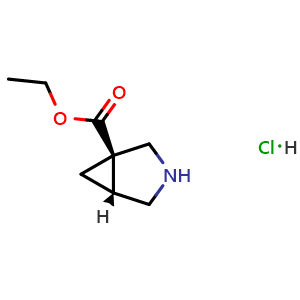 Chemical structure of (1R,5R)-Ethyl 3-azabicyclo[3.1.0]hexane-1-carboxylate hydrochloride , CAS 2416218-09-0, AChemBlock AD285766