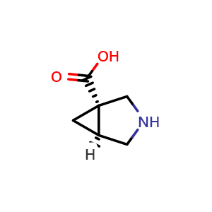 Chemical structure of (1S,5S)-3-aza-bicyclo[3.1.0]hexane-1-carboxylic acid , CAS 1932572-91-2, AChemBlock AD285781