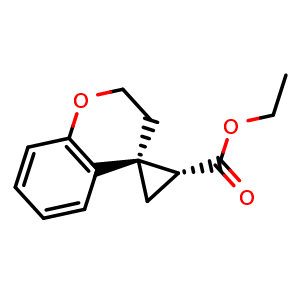 Chemical structure of Cis-ethyl 2,3-dihydrospiro[1-benzopyran-4,1'-cyclopropane]-3'-carboxylate , CAS 2892291-85-7, AChemBlock AD285784