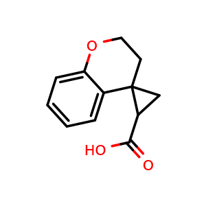 Chemical structure of 2,3-Dihydrospiro[1-benzopyran-4,1'-cyclopropane]-3'-carboxylic acid , CAS 1247429-55-5, AChemBlock AD285786