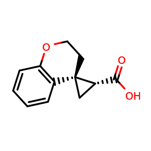 Chemical structure of trans-Spiro[chromane-4,1'-cyclopropane]-2'-carboxylic acid , CAS 2102608-14-8, AChemBlock AD285787