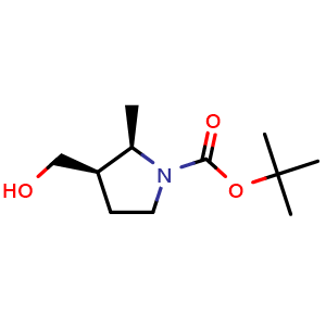 Chemical structure of (2R,3R)-tert-Butyl 3-(hydroxymethyl)-2-methylpyrrolidine-1-carboxylate , CAS 1932101-02-4, AChemBlock AD285789