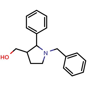 Chemical structure of (1-Benzyl-2-phenyl-pyrrolidin-3-yl)-methanol , AChemBlock AD285795