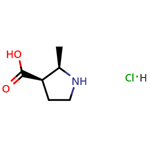 Chemical structure of (2R,3R)-2-methylpyrrolidine-3-carboxylic acid hydrochloride , AChemBlock AD285796
