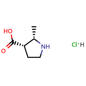 Chemical structure of (2S,3S)-2-Methylpyrrolidine-3-carboxylic acid hydrochloride , AChemBlock AD285797