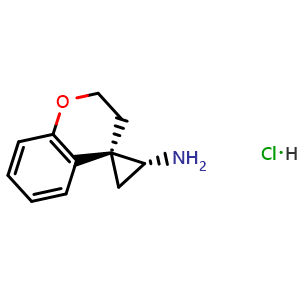 Chemical structure of trans-2,3-dihydrospiro[1-benzopyran-4,1''-cyclopropane]-3''-amine hydrochloride , CAS 2740350-17-6, AChemBlock AD285800