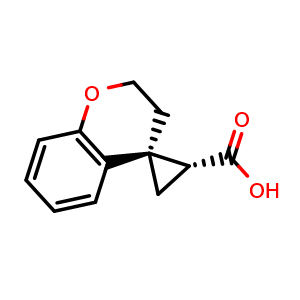 Chemical structure of Cis-2,3-dihydrospiro1-benzopyran-4,1'-cyclopropane-3'-carboxylic acid , AChemBlock AD285801
