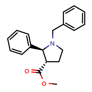 Chemical structure of trans-methyl 1-benzyl-2-phenylpyrrolidine-3-carboxylate , CAS 2133459-00-2, AChemBlock AD285805