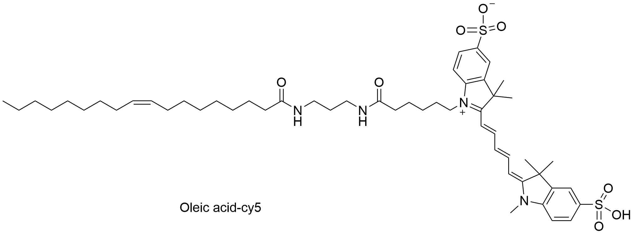 Chemical structure of Oleic acid-cy5 , AChemBlock AD285807