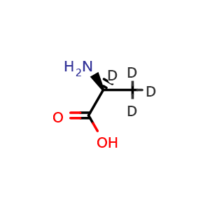 Chemical structure of L-Alanine-2,3,3,3-d4 , CAS 18806-29-6, AChemBlock AD285814