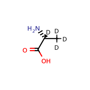 Chemical structure of D-alanine-2,3,3,3-d4 , CAS 1202063-27-1, AChemBlock AD285815