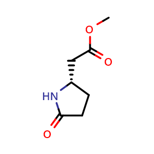 Chemical structure of Methyl (S)-2-(5-oxopyrrolidin-2-yl)acetate , CAS 67036-44-6, AChemBlock AD285820