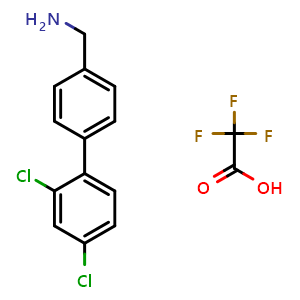 Chemical structure of (2',4'-dichloro-[1,1'-biphenyl]-4-yl)methanamine 2,2,2-trifluoroacetate , AChemBlock AD285821