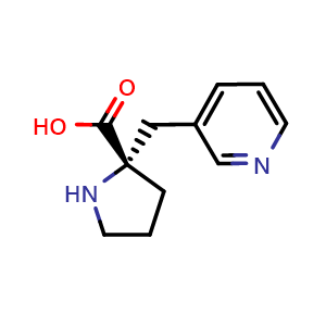 Chemical structure of (2S)-2-(pyridin-3-ylmethyl)pyrrolidine-2-carboxylic acid , CAS 1048028-78-9, AChemBlock AD285833
