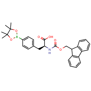 Chemical structure of Fmoc-4-pinacolatoborono-L-Phe-OH , CAS 1060765-24-3, AChemBlock AD285835
