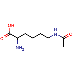 Chemical structure of H-DL-Lys(Ac)-OH , CAS 1071-49-4, AChemBlock AD285837