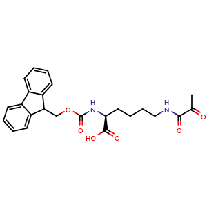 Chemical structure of N2-(((9H-fluoren-9-yl)methoxy)carbonyl)-N6-(2-oxopropanoyl)-L-lysine , CAS 1124169-65-8, AChemBlock AD285842