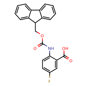 Chemical structure of Fmoc-2-amino-5-fluorobenzoic acid , CAS 1185296-60-9, AChemBlock AD285850