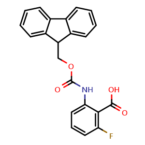 Chemical structure of Fmoc-2-Amino-6-Fluorobenzoic Acid , CAS 1185296-64-3, AChemBlock AD285851