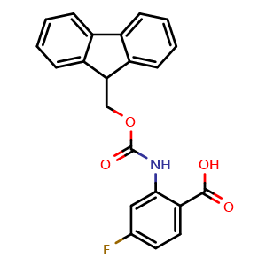 Chemical structure of Fmoc-2-Amino-4-Fluorobenzoic Acid , CAS 1185298-00-3, AChemBlock AD285852