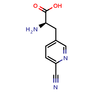 Chemical structure of (R)-2-amino-3-(6-cyanopyridin-3-yl)propanoic acid , CAS 1212993-82-2, AChemBlock AD285858