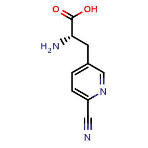 Chemical structure of (S)-2-amino-3-(6-cyanopyridin-3-yl)propanoic acid , CAS 1213592-92-7, AChemBlock AD285859