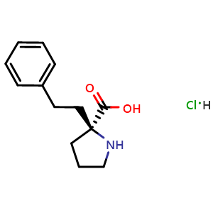 Chemical structure of (R)-2-phenethylpyrrolidine-2-carboxylic acid hydrochloride , CAS 1217684-31-5, AChemBlock AD285861