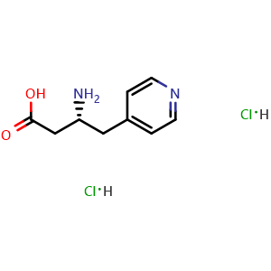 Chemical structure of (R)-3-amino-4-(pyridin-4-yl)butanoic acid dihydrochloride , CAS 1217835-95-4, AChemBlock AD285862