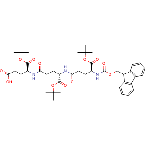 Chemical structure of (4S)-5-(tert-butoxy)-4-[(4S)-5-(tert-butoxy)-4-[(4S)-5-(tert-butoxy)-4-({[(9H-fluoren-9-yl)methoxy]carbonyl}amino)-5-oxopentanamido]-5-oxopentanamido]-5-oxopentanoicacid , CAS 124126-70-1, AChemBlock AD285865