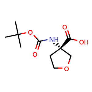 Chemical structure of Boc-(S)-3-aminooxolane-3-carboxylic acid , CAS 1242457-64-2, AChemBlock AD285868