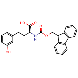 Chemical structure of (S)-2-((((9H-fluoren-9-yl)methoxy)carbonyl)amino)-4-(3-hydroxyphenyl)butanoic acid , CAS 1260609-92-4, AChemBlock AD285871