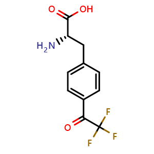 Chemical structure of (S)-2-Amino-3-(4-(2,2,2-trifluoroacetyl)phenyl)propanoic acid , CAS 1268616-16-5, AChemBlock AD285874