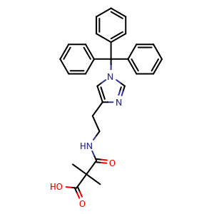 Chemical structure of 2,2-Dimethyl-3-oxo-3-[[2-(1-trityl-1H-imidazol-4-yl)ethyl]amino]propanoic acid , CAS 1309873-78-6, AChemBlock AD285888