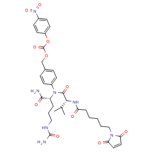 Chemical structure of Mc-D-Val-D-Cit-PAB-PNP , CAS 1350456-68-6, AChemBlock AD285897