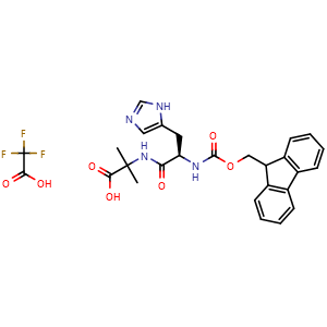 Chemical structure of Fmoc-His-Aib-OH.TFA , CAS 1446013-08-6, AChemBlock AD285915