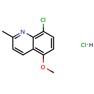 Chemical structure of 8-chloro-5-methoxy-2-methylquinoline hydrochloride , CAS 1461709-36-3, AChemBlock AD285919