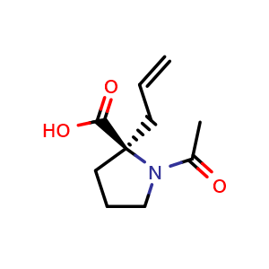 Chemical structure of (2R)-Ac-Pro(2-allyl)-OH , CAS 1589477-26-8, AChemBlock AD285928