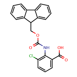 Chemical structure of Fmoc-2-Amino-3-chlorobenzoic acid , CAS 1692712-34-7, AChemBlock AD285937