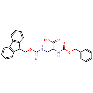 Chemical structure of 3-((((9H-fluoren-9-yl)methoxy)carbonyl)amino)-2-(((benzyloxy)carbonyl)amino)propanoic acid , CAS 1822422-91-2, AChemBlock AD285951