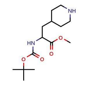 Chemical structure of Boc-DL-(piperidin-4-yl)-Ala-OMe , CAS 1822461-82-4, AChemBlock AD285952