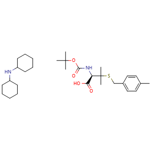 Chemical structure of Boc-D-Pen(PMeBzl)-OH.DCHA , CAS 198470-36-9, AChemBlock AD285958