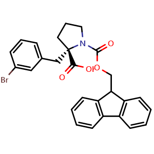 Chemical structure of Fmoc-(S)-α-(3-Br-benzyl)-proline , AChemBlock AD285959