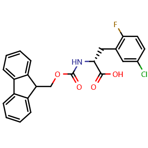 Chemical structure of Fmoc-D-Phe(5-Cl,2-F)-OH , CAS 1997438-36-4, AChemBlock AD285962