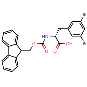 Chemical structure of N-Fmoc-3,5-dibromo-D-phenylalanine , CAS 1998603-81-8, AChemBlock AD285965